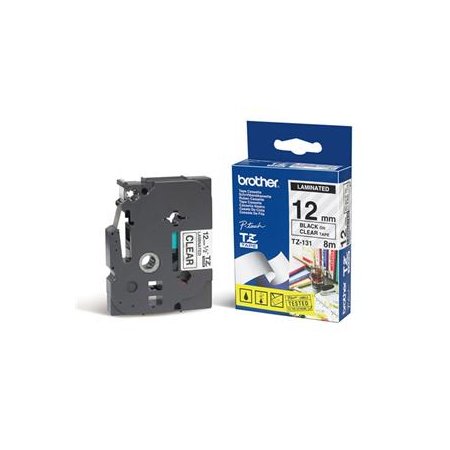 TZE-131,  průsvitná/černá, 12mm originální