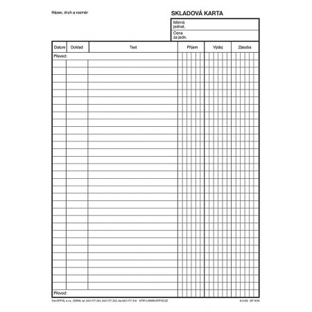 Skladová karta A5, 100ks