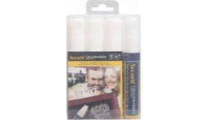 Sada 4 silných popisovačů, šířka hrotu 7-15 mm, bílá