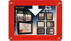 Informační rámeček na sklo A3, červený